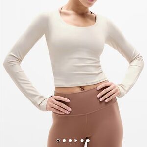 Athleta Cream Long Sleeve Tee